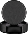 Getränkeuntersetzer – aus PU-Leder, 6er Set, 10cm, schwarz