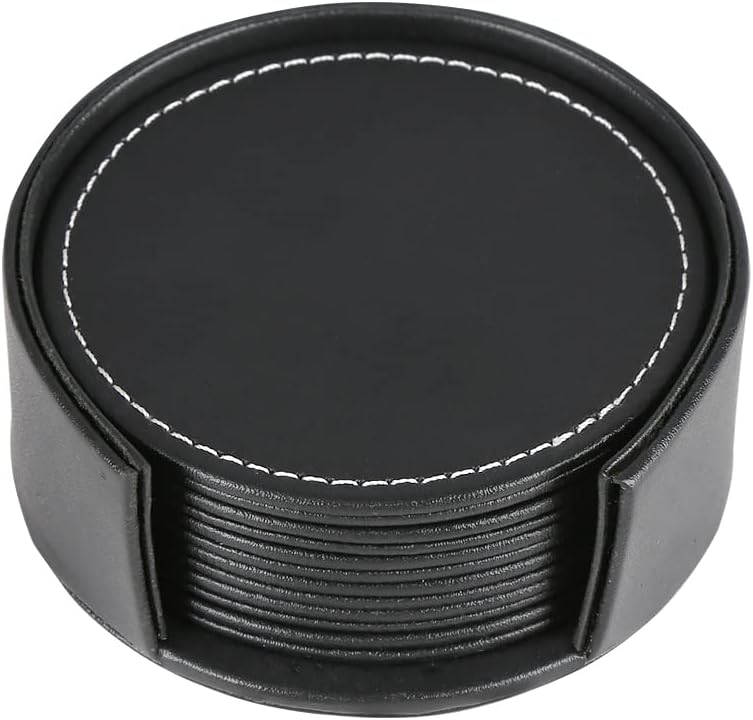 Untersetzer-Set mit Halter – 6 Stück, schwarz