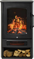 HOMCOM Elektrischer Kamin mit LED-Flammenspiel, 1000W/2000W Heizleistung, Dekorative Feuerstelle mit Thermostat, Schwarz