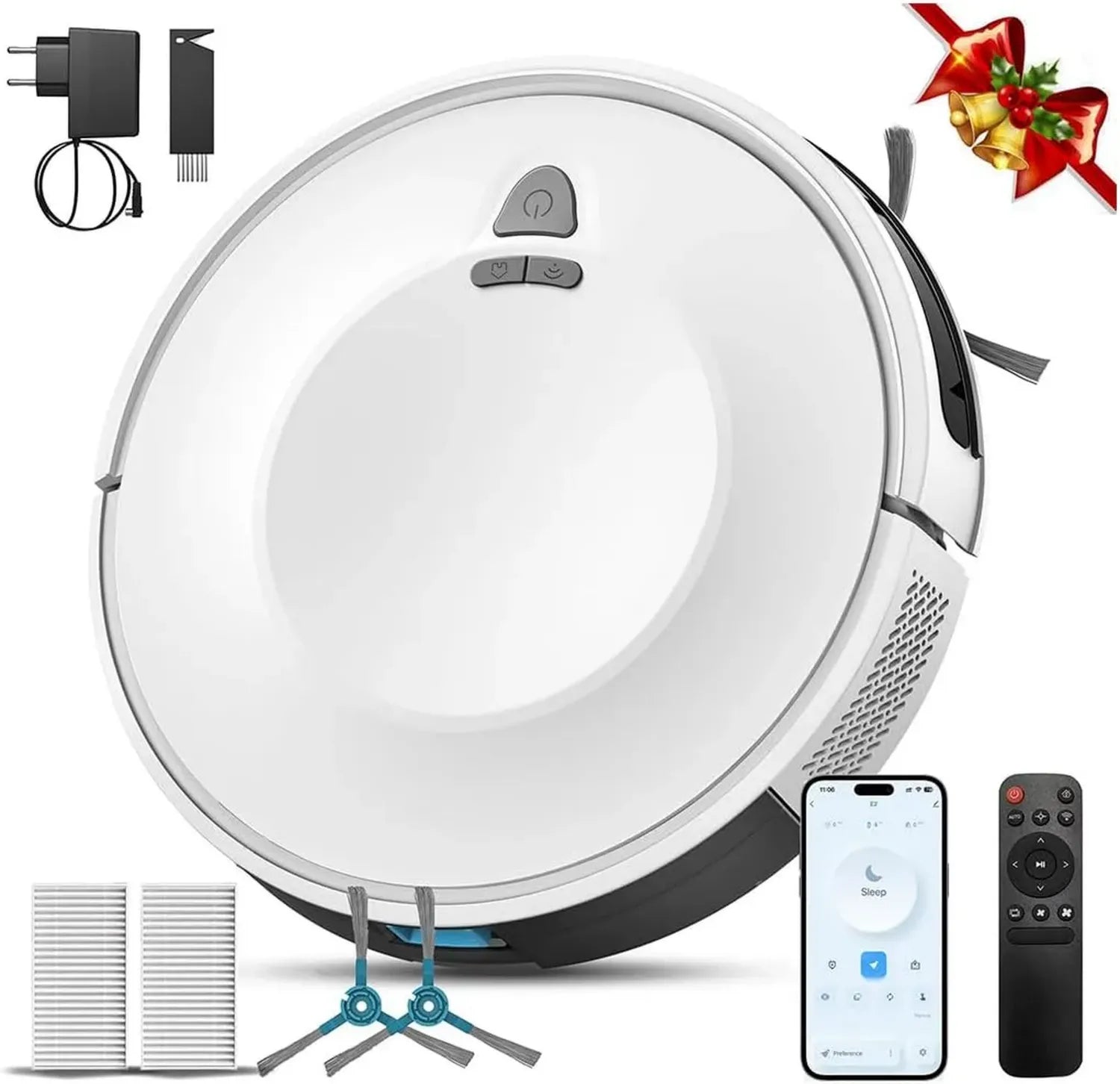 Intelligenter E2 Saugroboter mit 10000 Pa, 200 Min. Laufzeit, 660 ml Behälter, APP- und Sprachsteuerung für Tierhaare