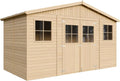 Timbela M332+332G Geräteschuppen aus Naturholz mit Fenstern, 8 m², imprägnierter Boden, ideal für Garten und Fahrräder