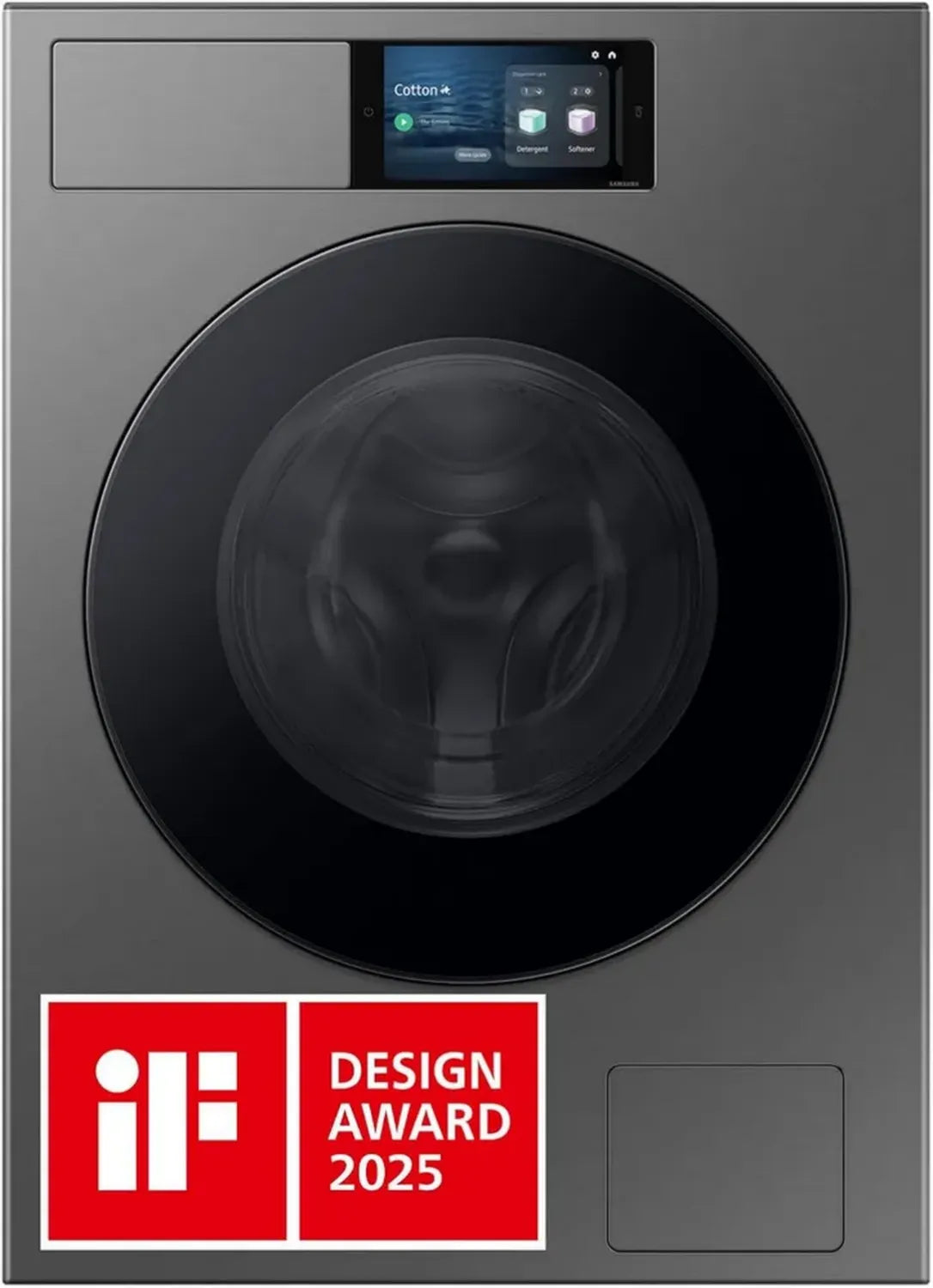 Samsung Bespoke AI Waschmaschine 9 kg, Energieklasse A, 7 Zoll Touchscreen, SmartThings Energie, AI Funktionen, Ecobubble, SuperSpeed 39 Min, Dunkelstahl